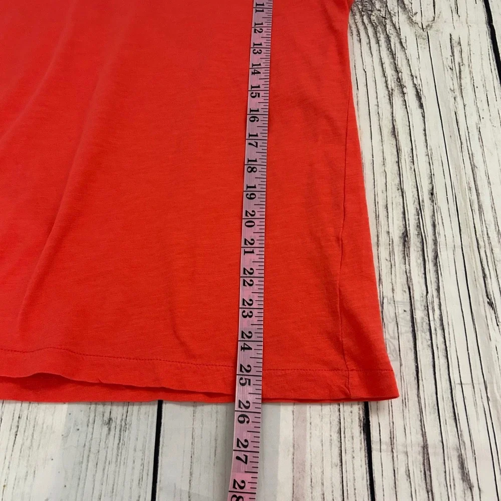 J.Crew Vintage Cotton V-Neck T-Shirt Womens Large Orange Red Short Sleeve Tee - Picture 6 of 6